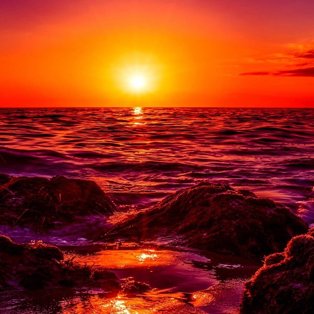 Glezna baltā rāmī - Sunset At The Seaside 3  Home Trends DECO