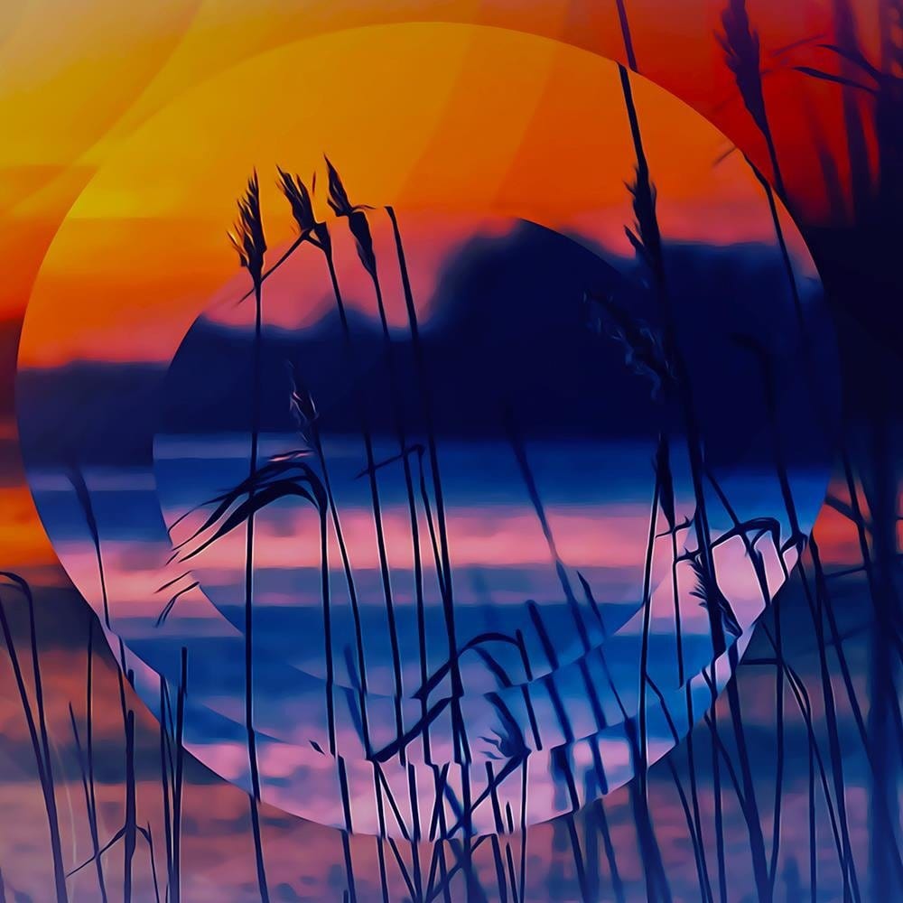 Glezna baltā rāmī - Sunset Geometry 1  Home Trends DECO