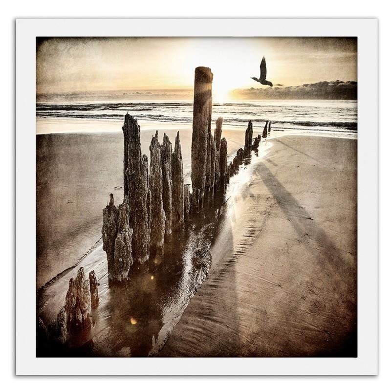 Glezna baltā rāmī - Sunset on the beach  Home Trends DECO