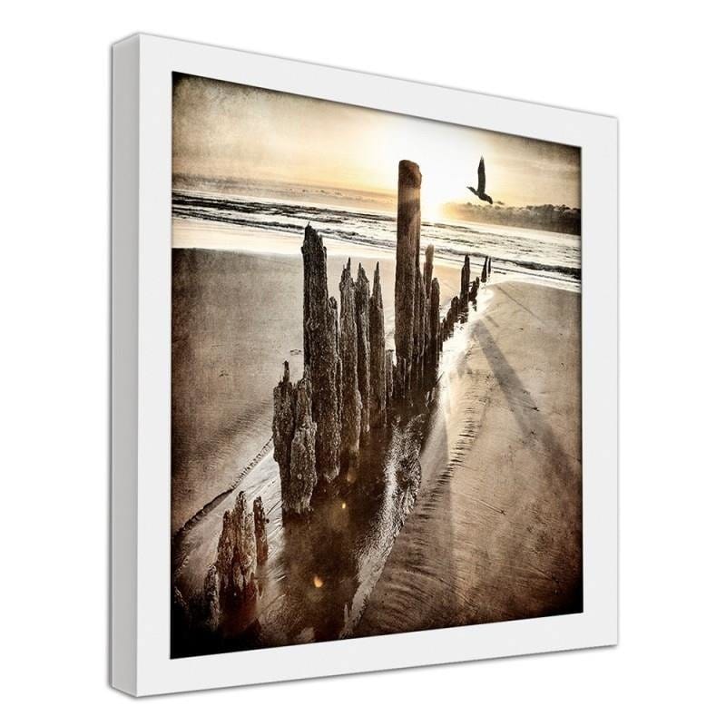 Glezna baltā rāmī - Sunset on the beach  Home Trends DECO