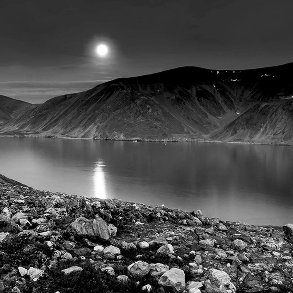 Glezna baltā rāmī - Sunset Over A Mountain Lake 2  Home Trends DECO