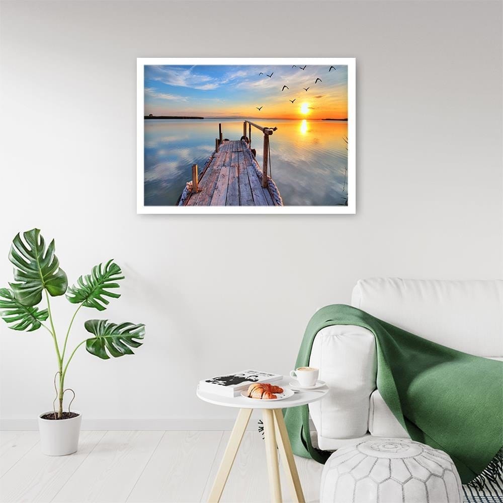 Glezna baltā rāmī - Sunset Over The Bridge 2  Home Trends DECO