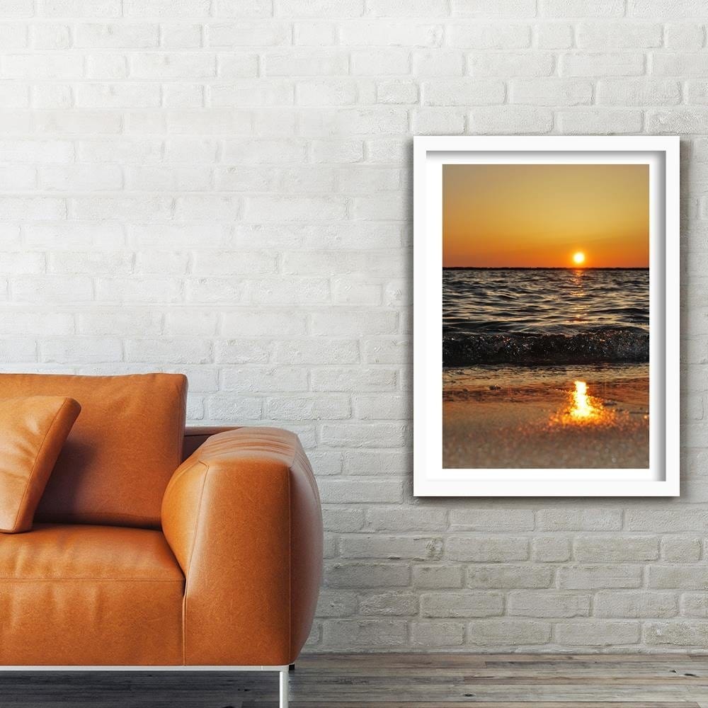 Glezna baltā rāmī - Sunset Over The Sea 2  Home Trends DECO