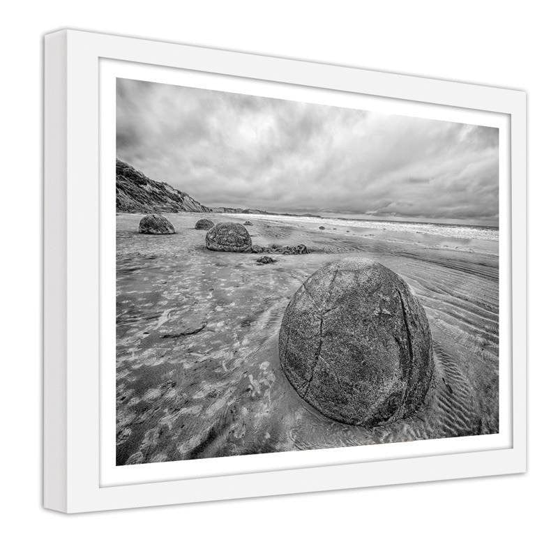Glezna baltā rāmī - The boulder on the beach  Home Trends DECO