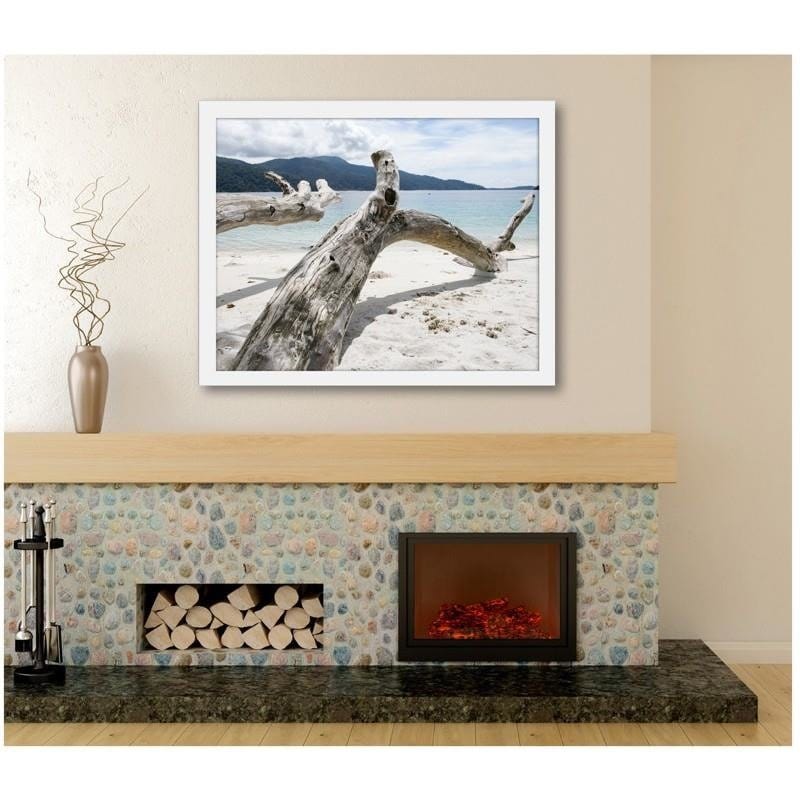 Glezna baltā rāmī - The branches of a tree on a tropical beach  Home Trends DECO