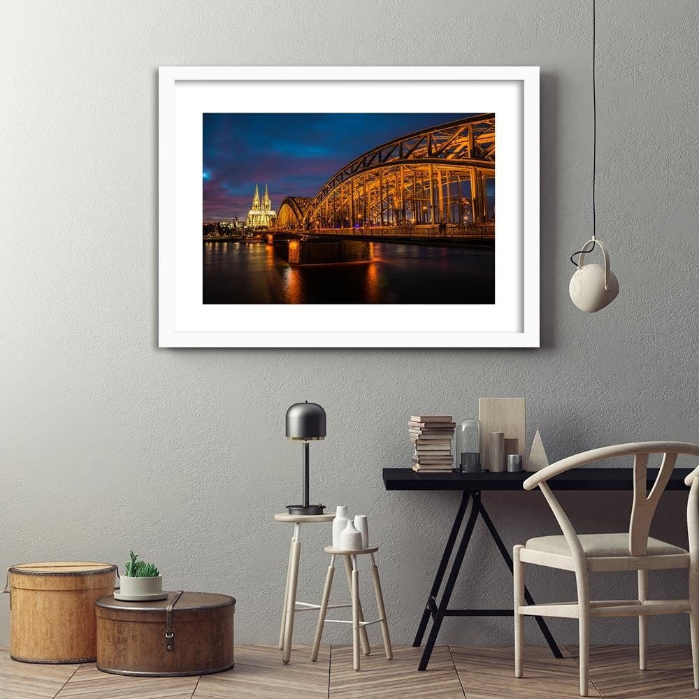 Glezna baltā rāmī - The Bridge And The Cathedral In Cologne  Home Trends DECO