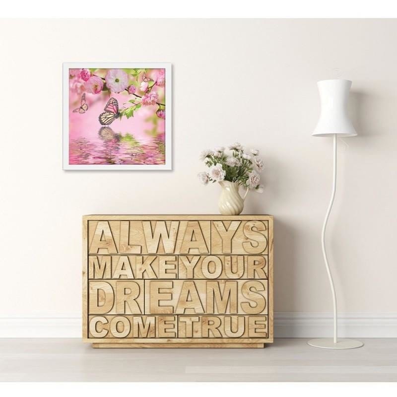 Glezna baltā rāmī - The butterfly among the flowers  Home Trends DECO