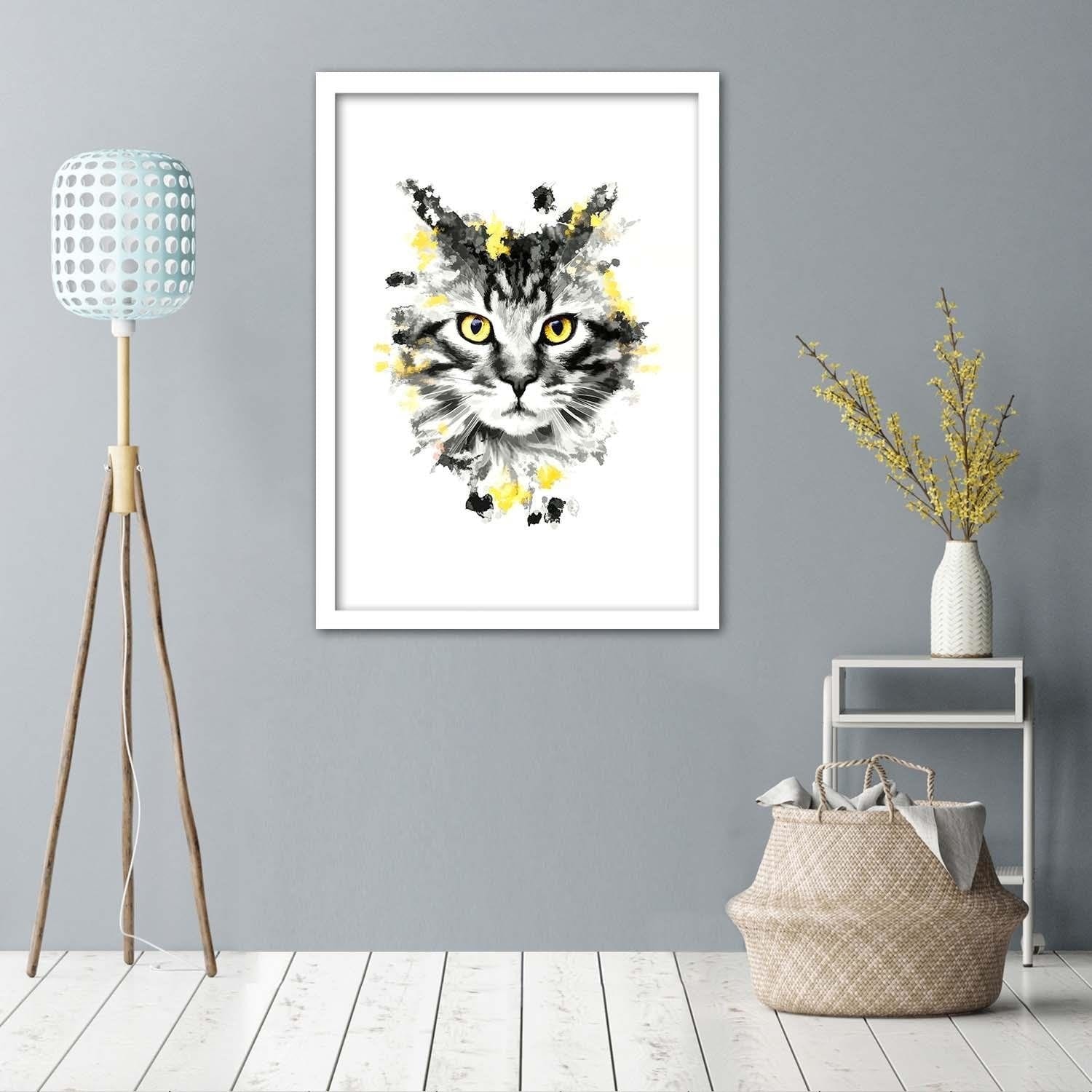 Glezna baltā rāmī - The Cat  Home Trends DECO