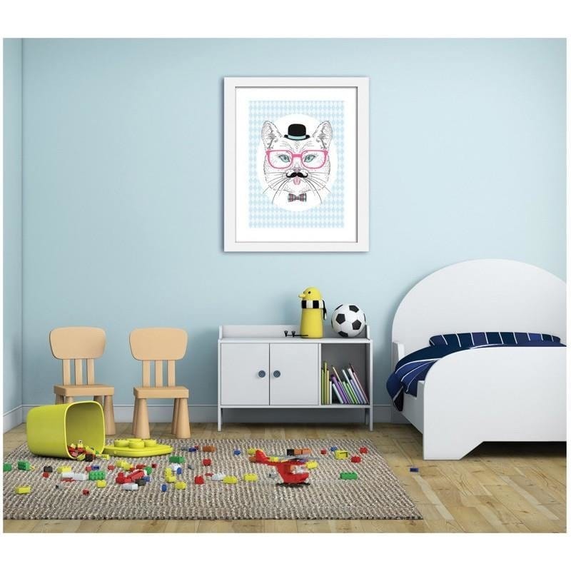 Glezna baltā rāmī - The cat in the bowler hat  Home Trends DECO