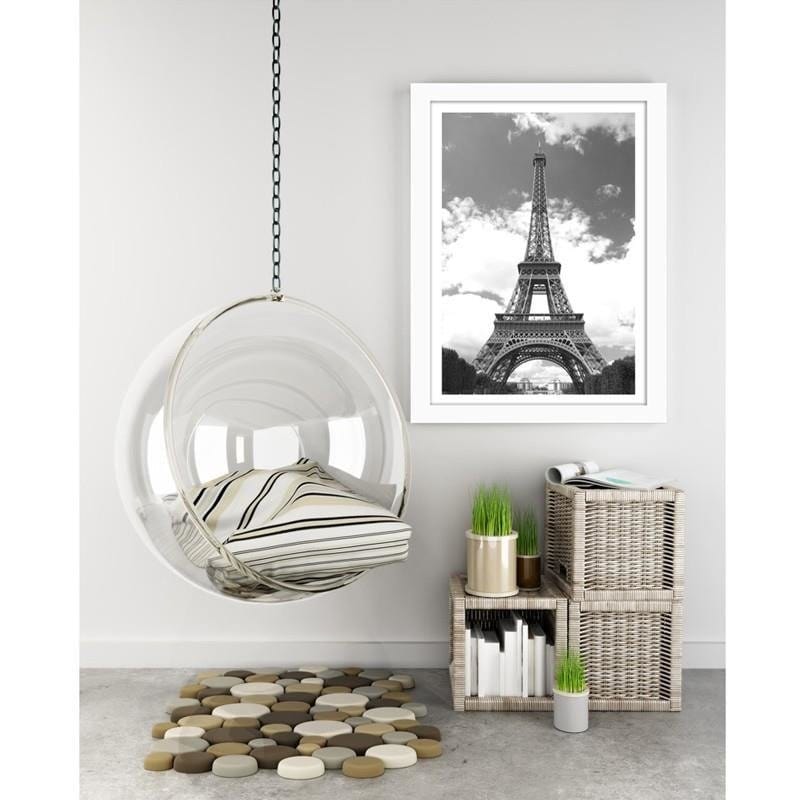 Glezna baltā rāmī - The Eiffel Tower against the background of the clouds  Home Trends DECO