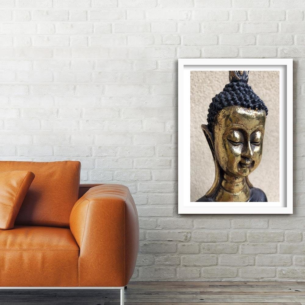Glezna baltā rāmī - The Face Of The Golden Buddha  Home Trends DECO