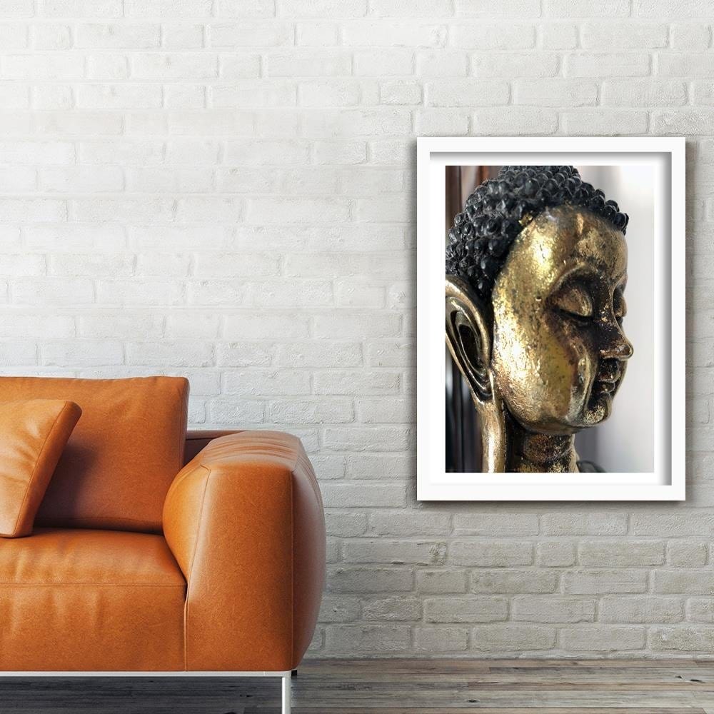 Glezna baltā rāmī - The Face Of The Golden Buddha  Home Trends DECO