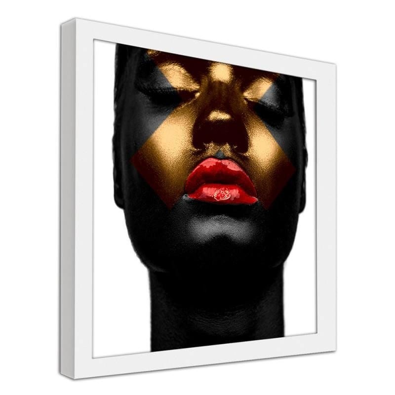 Glezna baltā rāmī - The golden face of a glamorous woman  Home Trends DECO