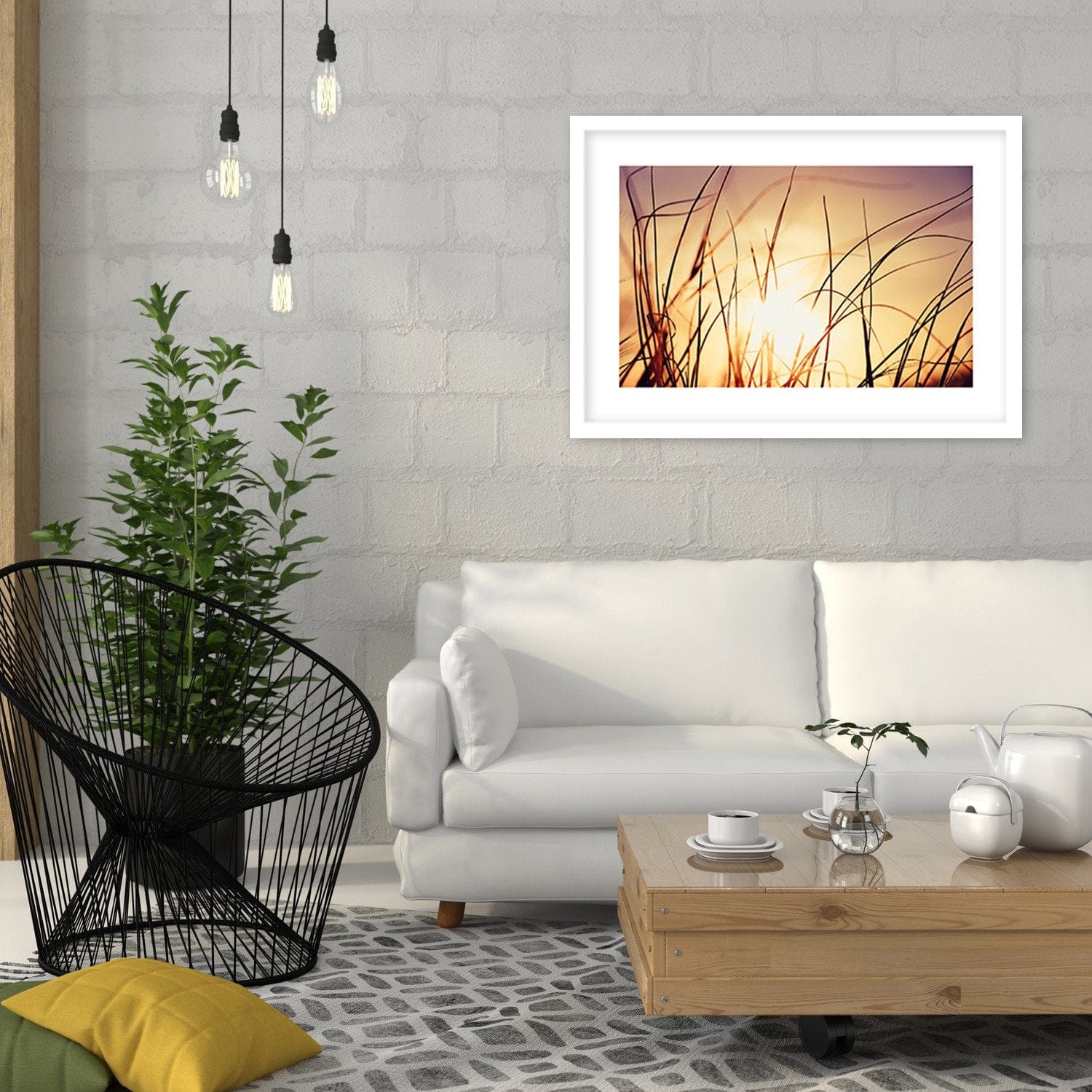 Glezna baltā rāmī - The Grass In The Sunshine  Home Trends DECO