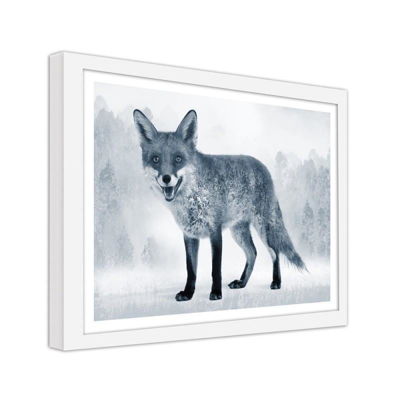 Glezna baltā rāmī - The grey fox  Home Trends DECO