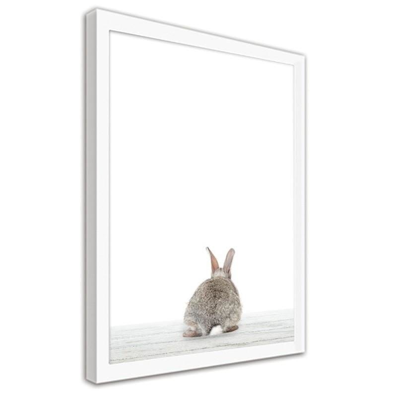 Glezna baltā rāmī - The hare in the back  Home Trends DECO