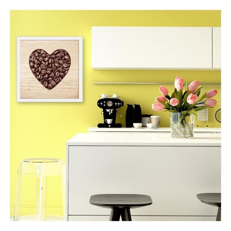 Glezna baltā rāmī - The heart of coffee beans  Home Trends DECO