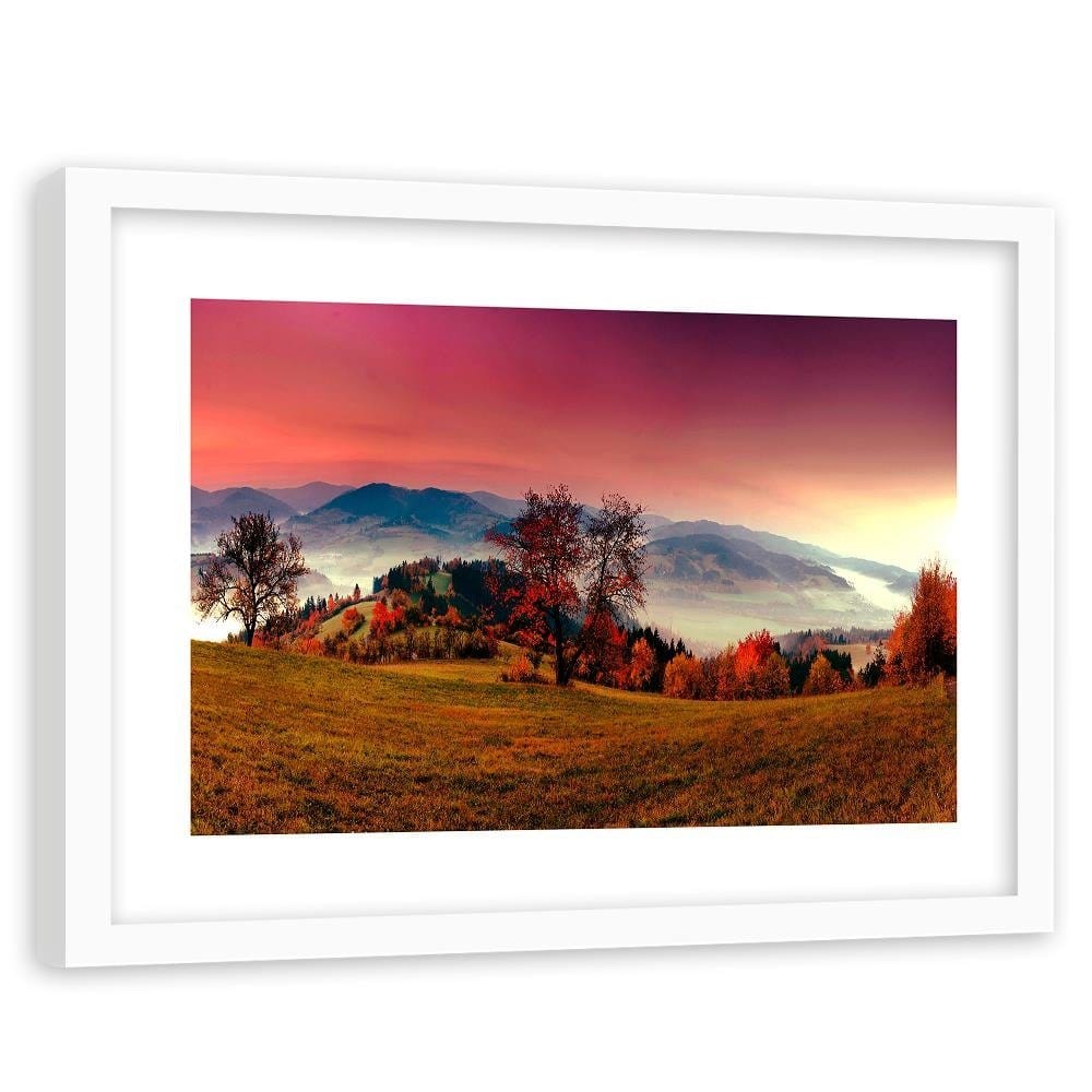 Glezna baltā rāmī - The Hills Of Autumn Trees  Home Trends DECO