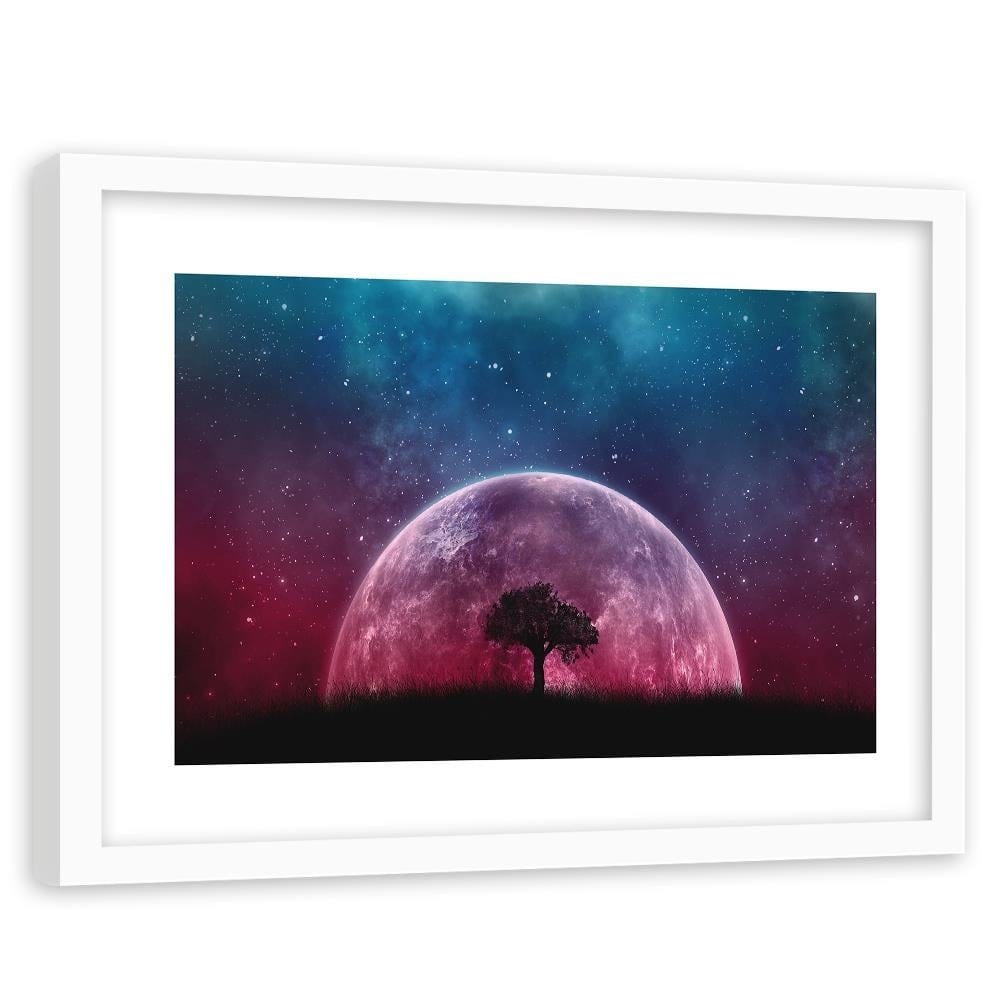 Glezna baltā rāmī - The Huge Moon Behind A Tree  Home Trends DECO