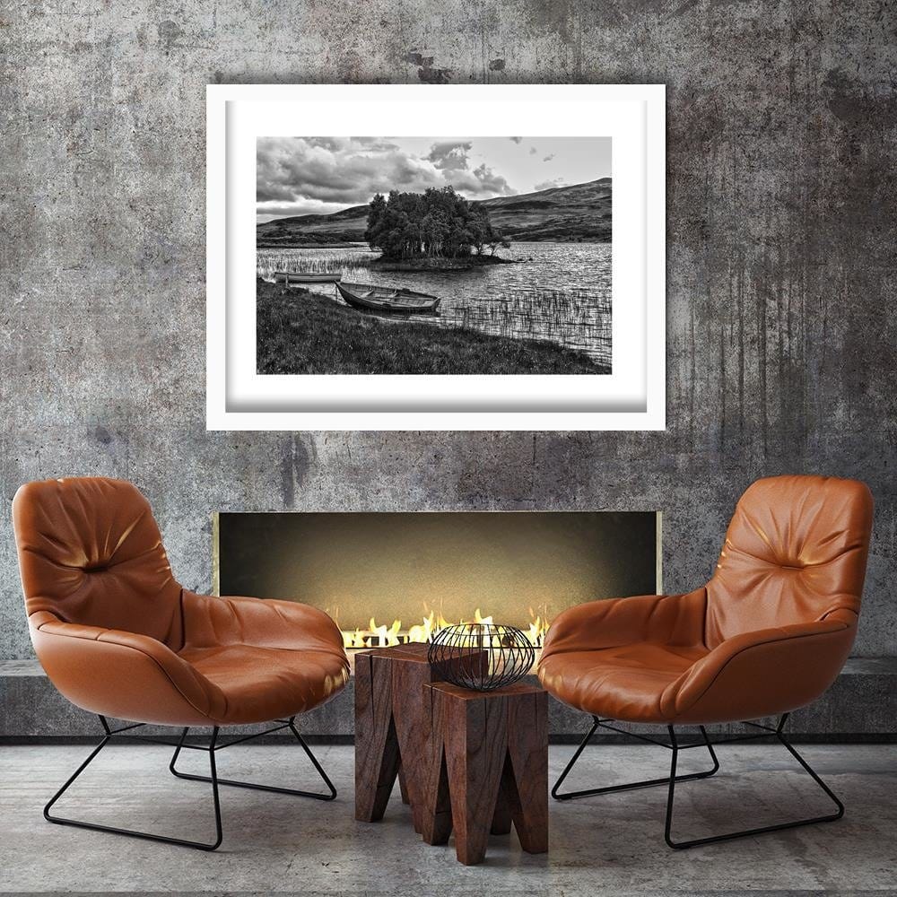 Glezna baltā rāmī - The Island On The Lake 2  Home Trends DECO