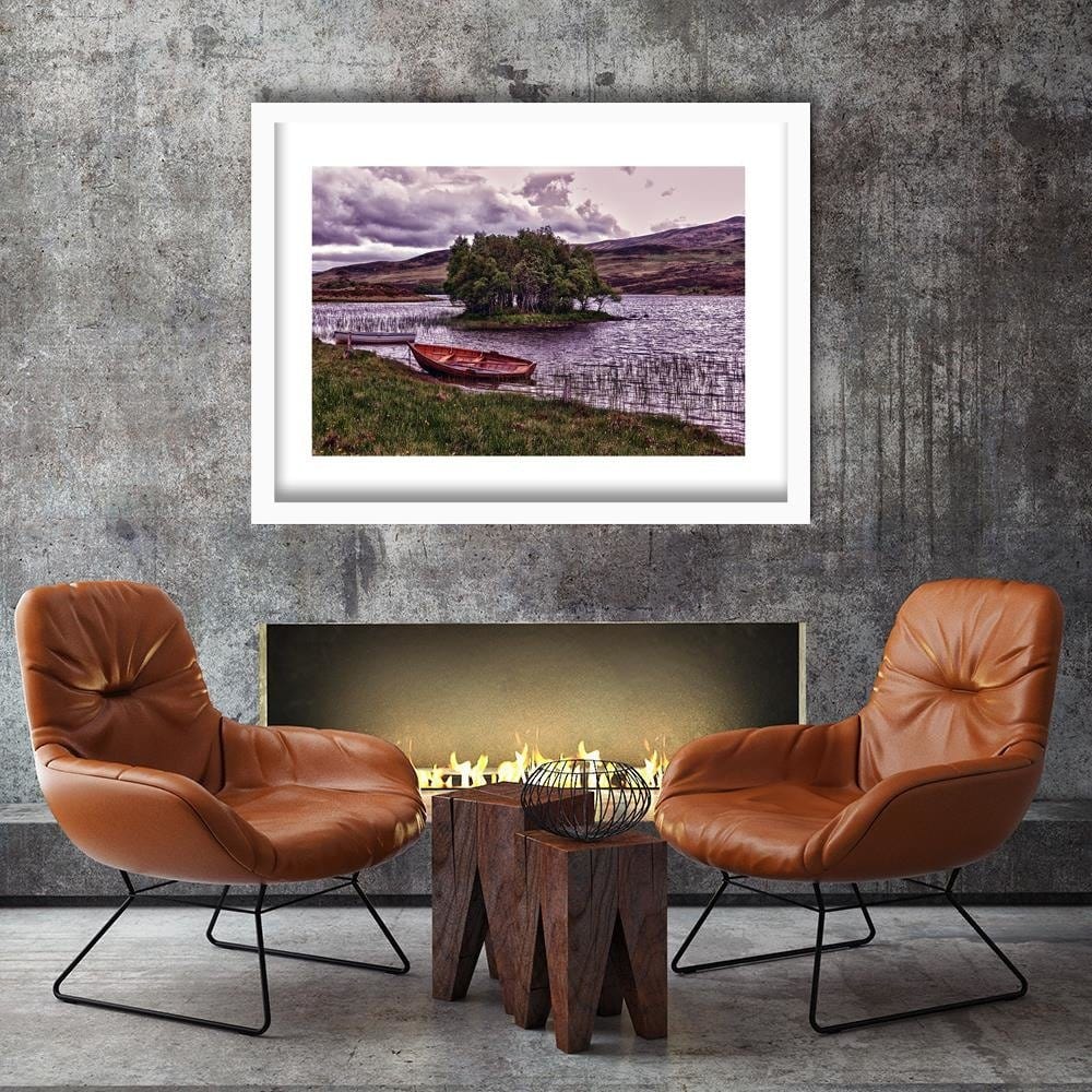 Glezna baltā rāmī - The Island On The Lake 4  Home Trends DECO