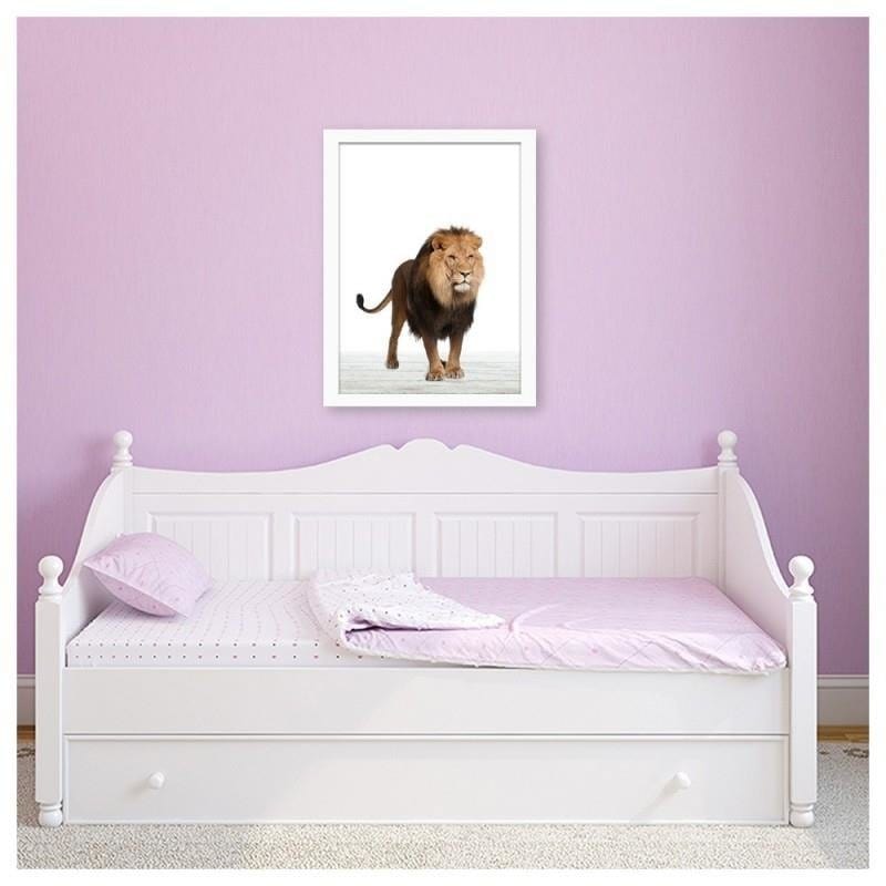 Glezna baltā rāmī - The lion  Home Trends DECO
