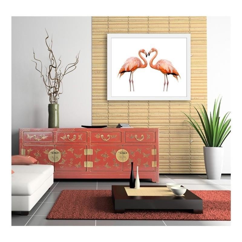 Glezna baltā rāmī - The love of two flamingos  Home Trends DECO