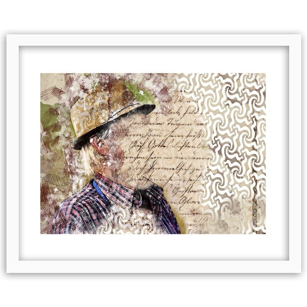 Glezna baltā rāmī - The Man In The Hat Abstraction  Home Trends DECO
