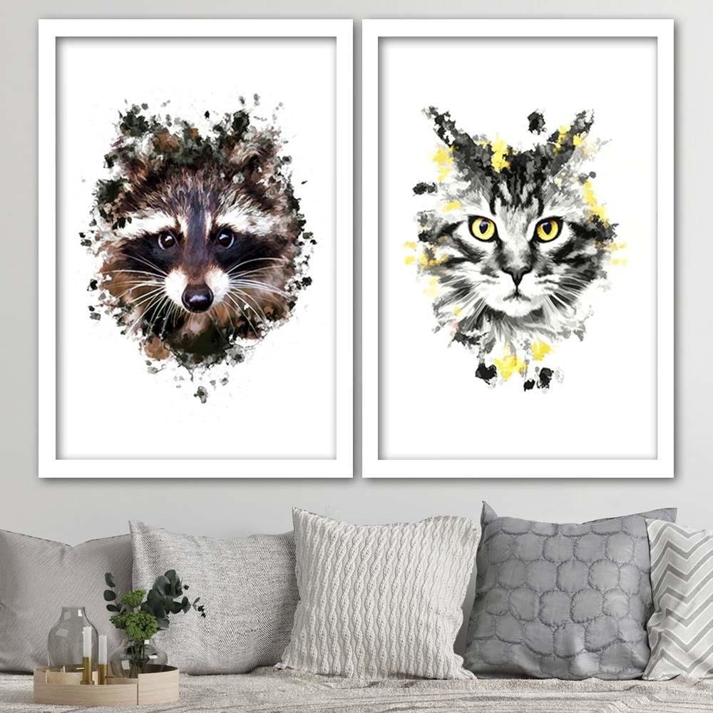 Glezna baltā rāmī - The Raccoon  Home Trends DECO