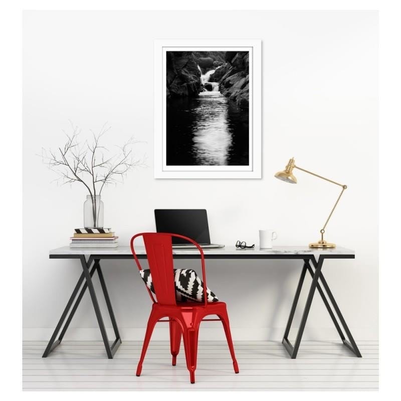 Glezna baltā rāmī - The river among the rocks  Home Trends DECO