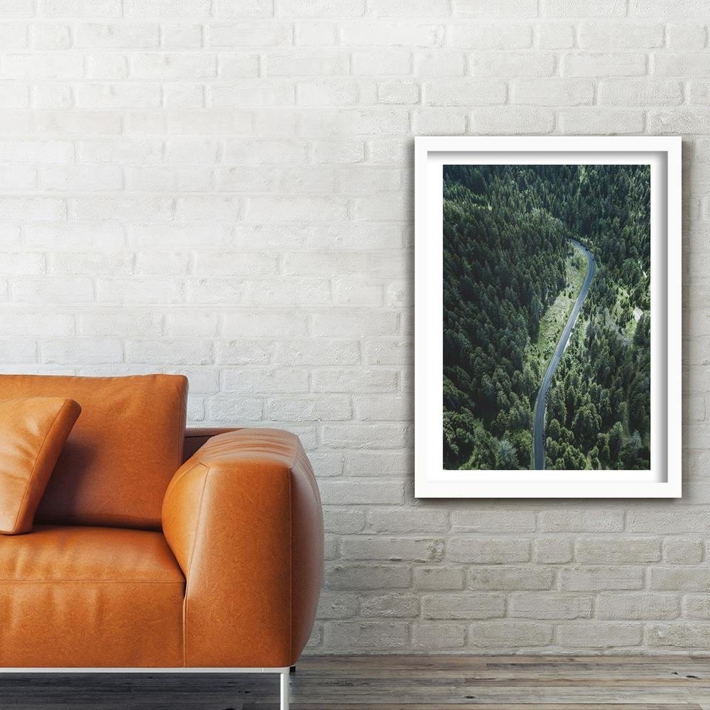 Glezna baltā rāmī - The Road In The Forest  Home Trends DECO