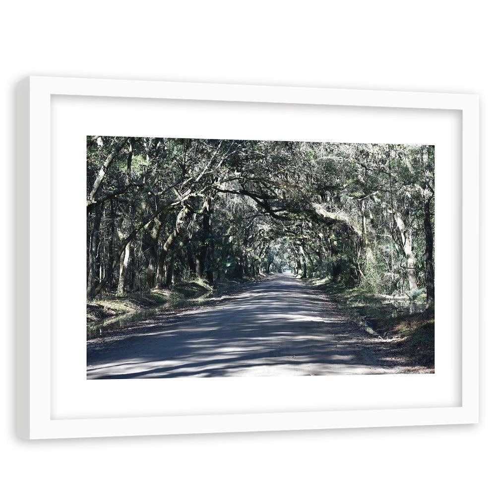 Glezna baltā rāmī - The Road Through Thick Forest  Home Trends DECO