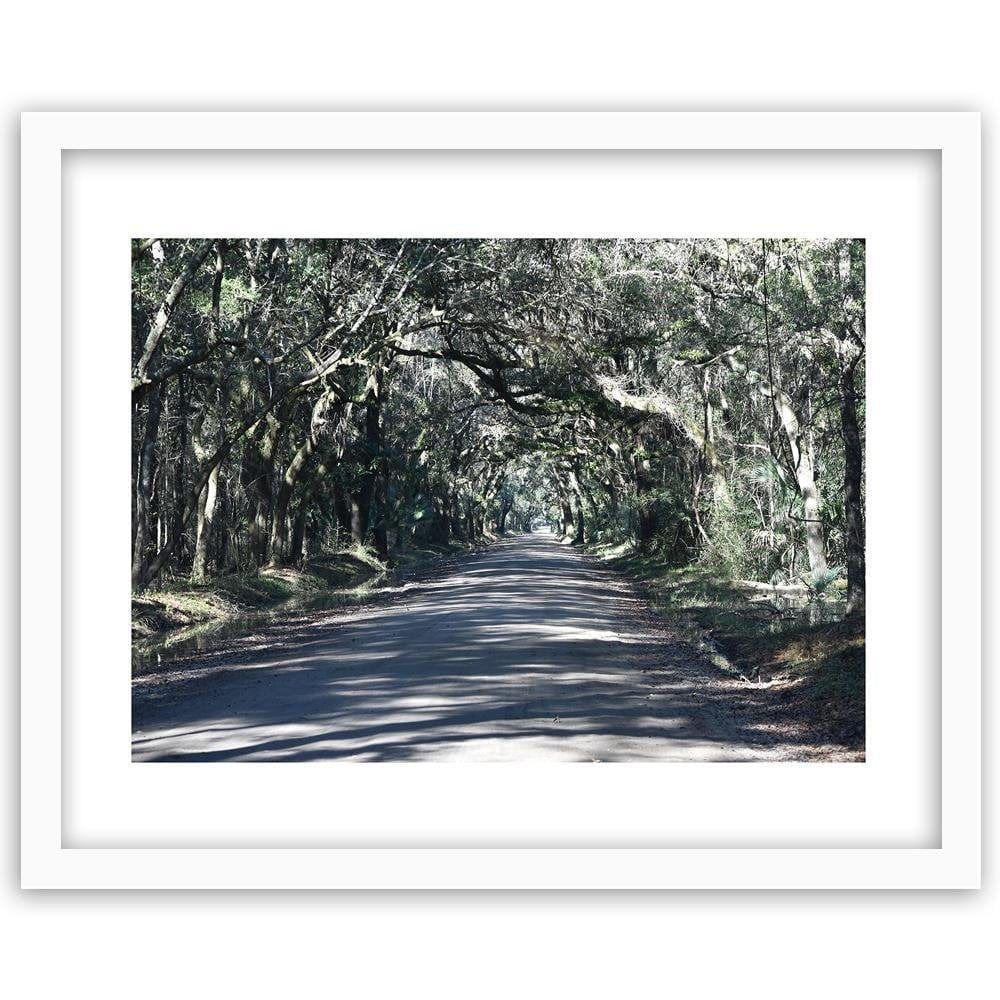 Glezna baltā rāmī - The Road Through Thick Forest  Home Trends DECO