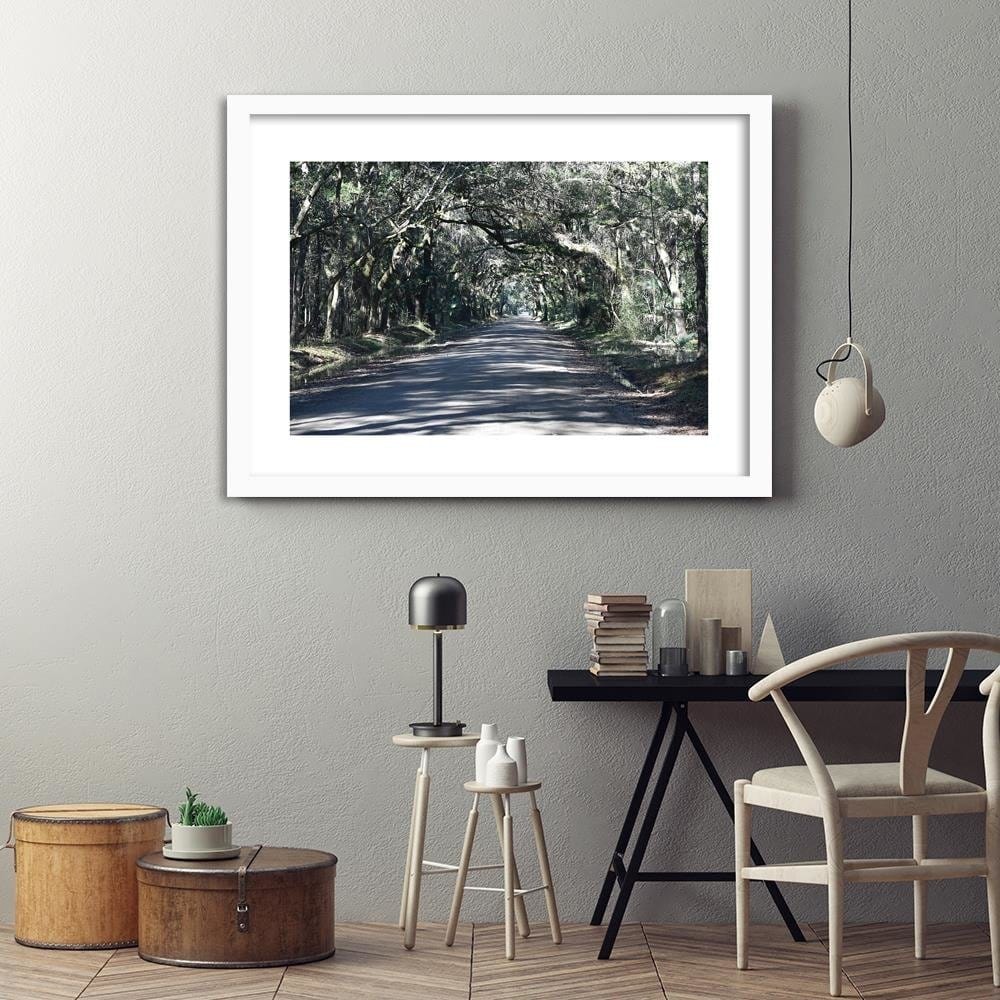Glezna baltā rāmī - The Road Through Thick Forest  Home Trends DECO