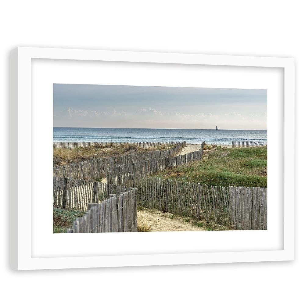 Glezna baltā rāmī - The Road To The Sea By Sand Dunes  Home Trends DECO