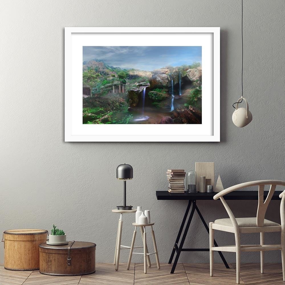 Glezna baltā rāmī - The Ruins Among The Rocks  Home Trends DECO