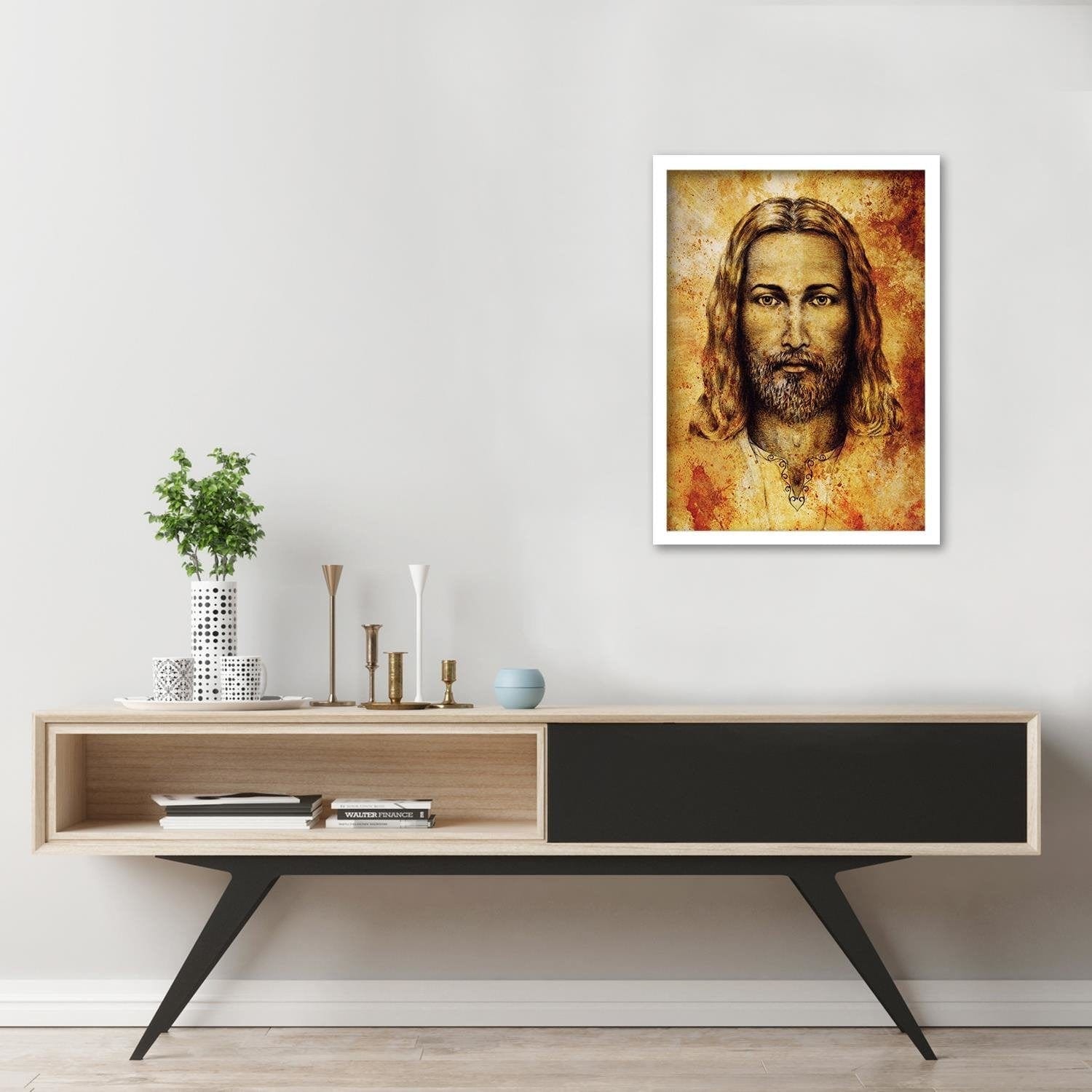 Glezna baltā rāmī - The Shroud Of Turin Face Of Jesus Christ  Home Trends DECO