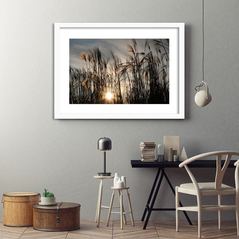 Glezna baltā rāmī - The Sun In The Grass  Home Trends DECO