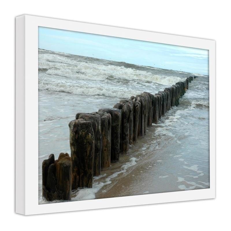 Glezna baltā rāmī - The waves on the Baltic Sea  Home Trends DECO