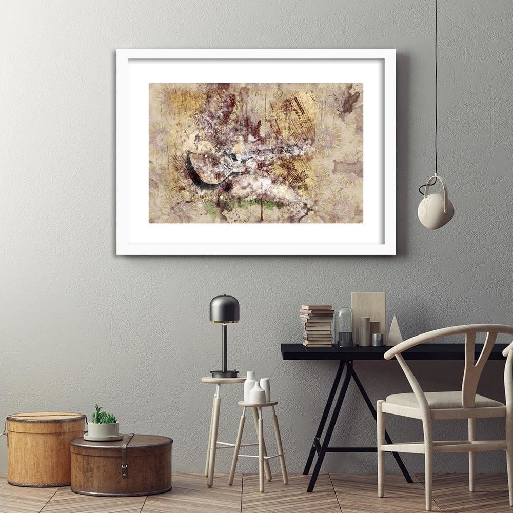 Glezna baltā rāmī - The Woman With A Guitar Abstraction  Home Trends DECO