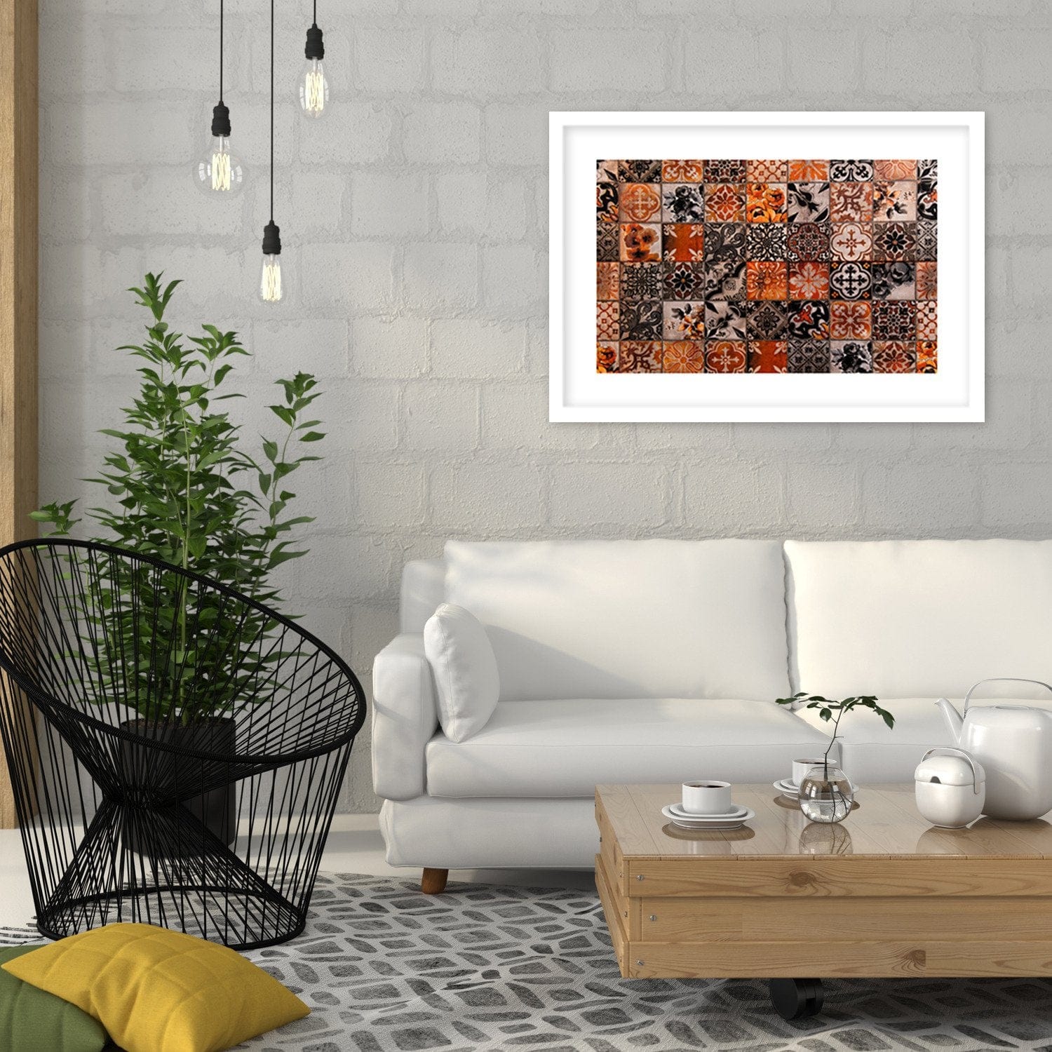 Glezna baltā rāmī - Tiles In Rustic Style  Home Trends DECO