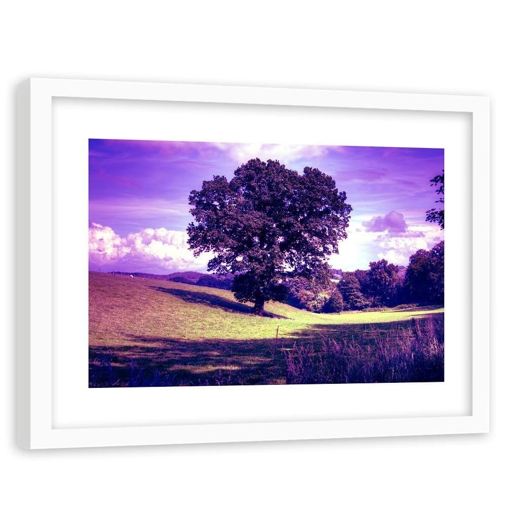 Glezna baltā rāmī - Tree In Violet  Home Trends DECO