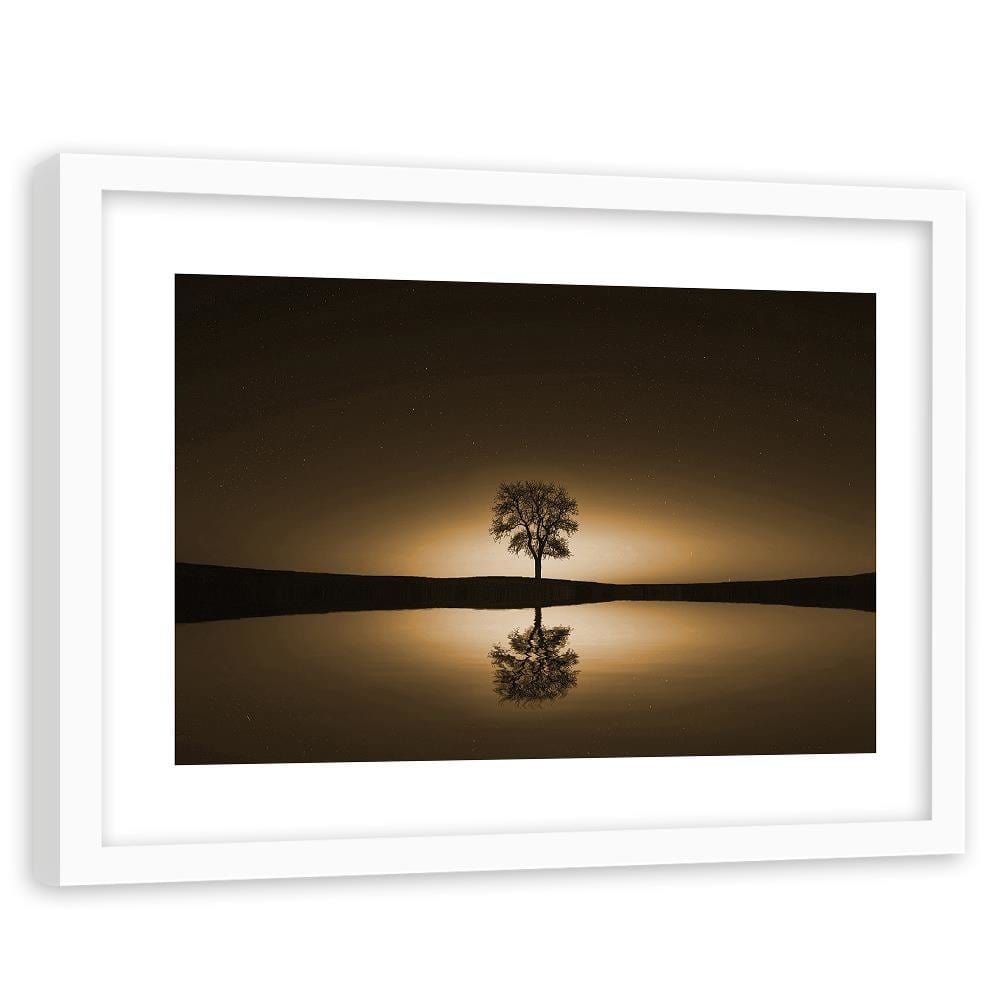 Glezna baltā rāmī - Tree Under The Starry Sky 1  Home Trends DECO