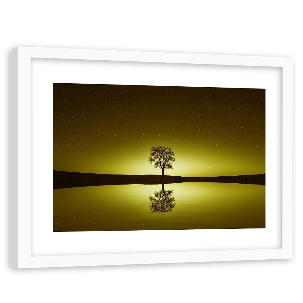 Glezna baltā rāmī - Tree Under The Starry Sky  Home Trends DECO