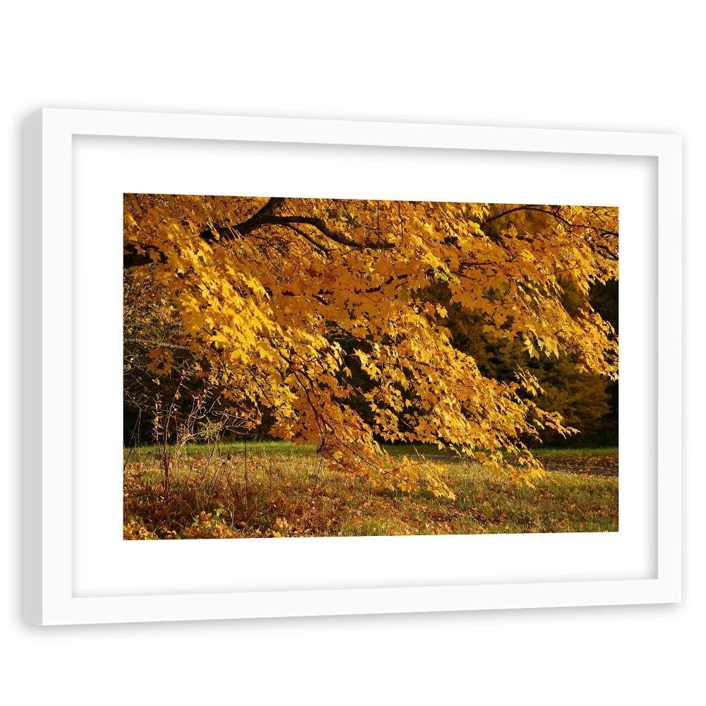Glezna baltā rāmī - Tree With Yellow Leafs  Home Trends DECO