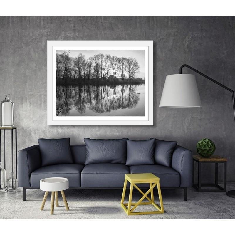 Glezna baltā rāmī - Trees in the lake  Home Trends DECO