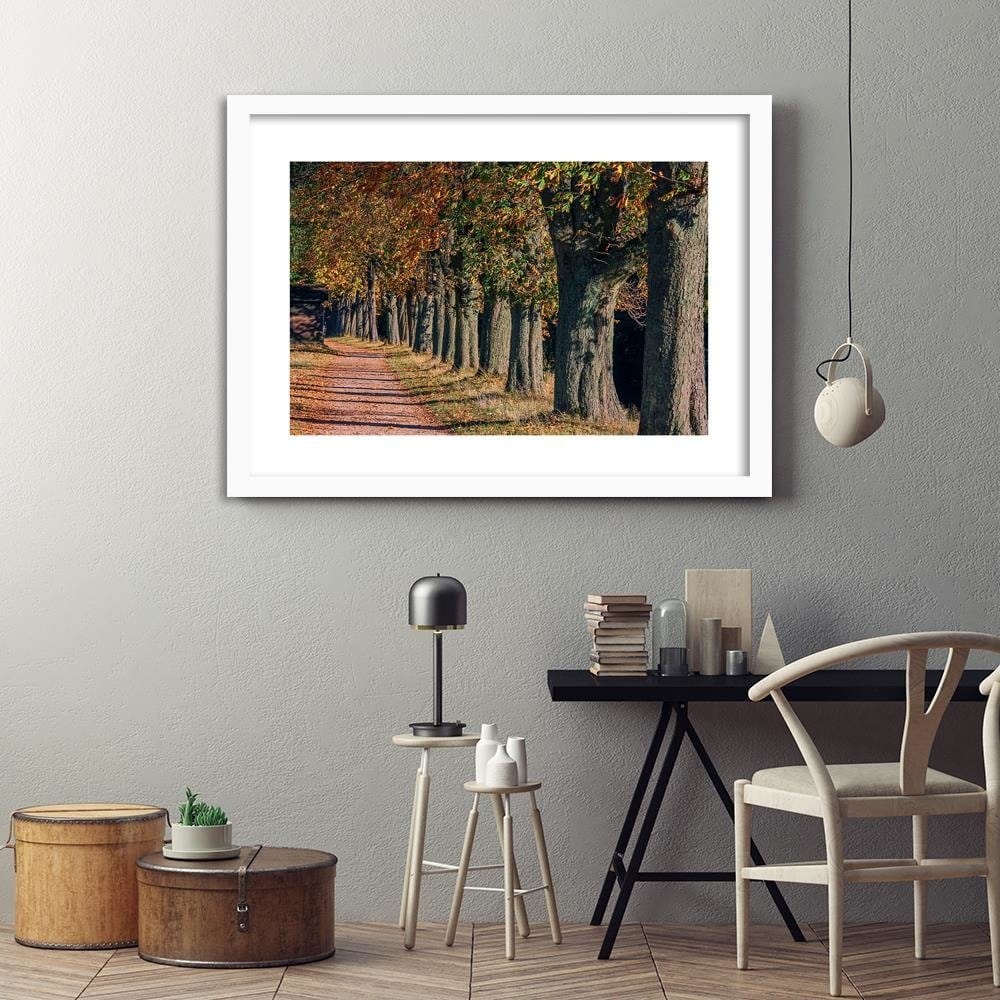 Glezna baltā rāmī - Trees In The Park In Autumn  Home Trends DECO