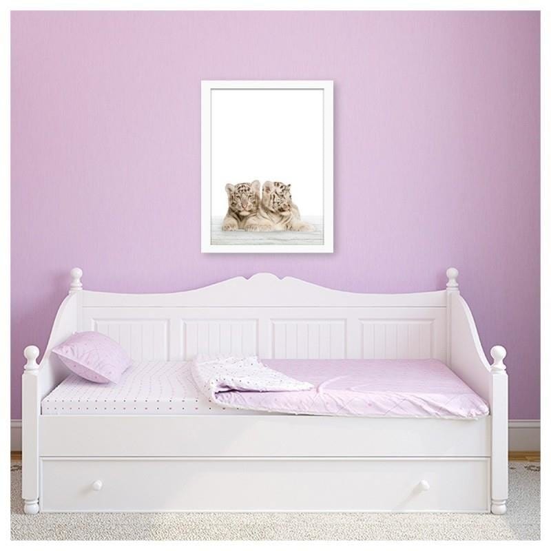 Glezna baltā rāmī - Two little white tigers.  Home Trends DECO