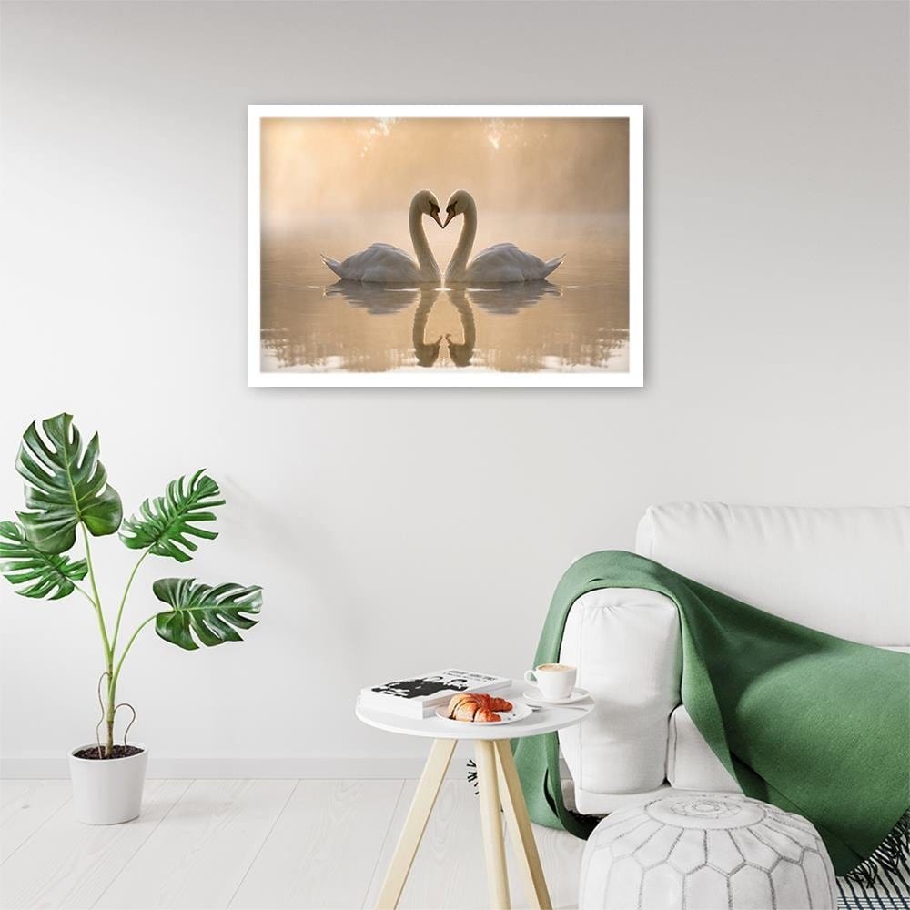 Glezna baltā rāmī - Two Swans  Home Trends DECO