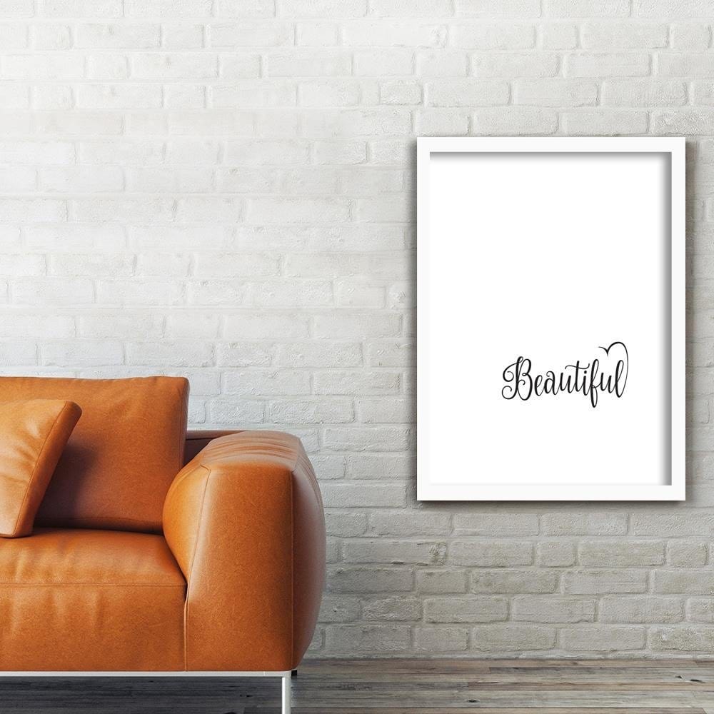 Glezna baltā rāmī - Typography - Beautifull  Home Trends DECO